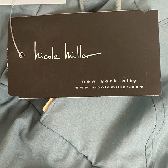 Nicole Miller Ruched Sleeveless Mini Dress Metallic Blue and Gold  Size 10 NWT - Picture 9 of 14